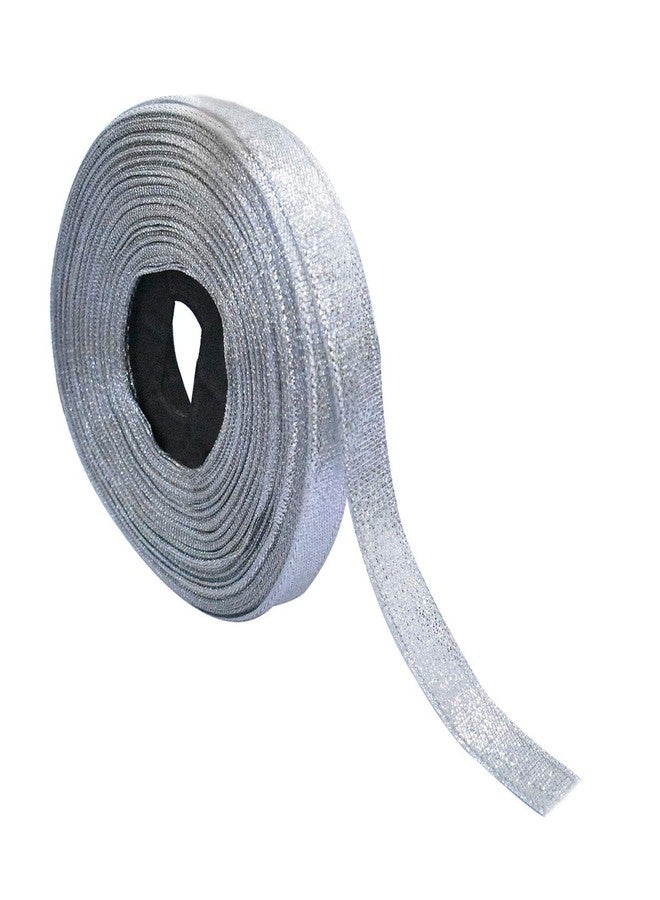 Embroiderymaterial Metallic Sparkly Ribbon Lace for Craft, Embroidery and Decorations 5 Rolls (Silver, 1.3CM, 125 Mtr) - Image 1